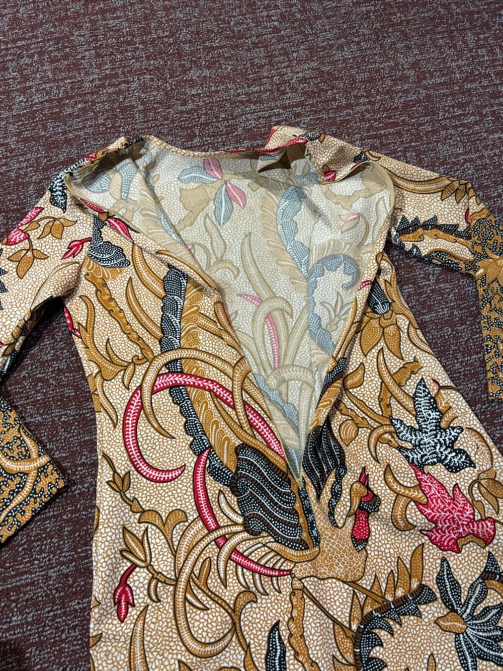 Goldworm vintage 1970’s printed knee length patterned long sleeve dress size 14 - Picture 5 of 16